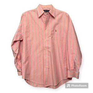 Ralph Lauren Button Down Shirt in Pink with Blue and White Stripes